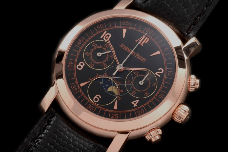 AP0042B – Jules Audemars Moon Phase Chrono RG Black Manual Chron