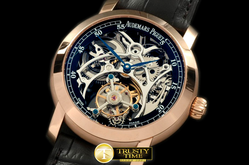 AP0134B – Jules Audemars Skeleton Tourbillon RG/LE Black Tourbi