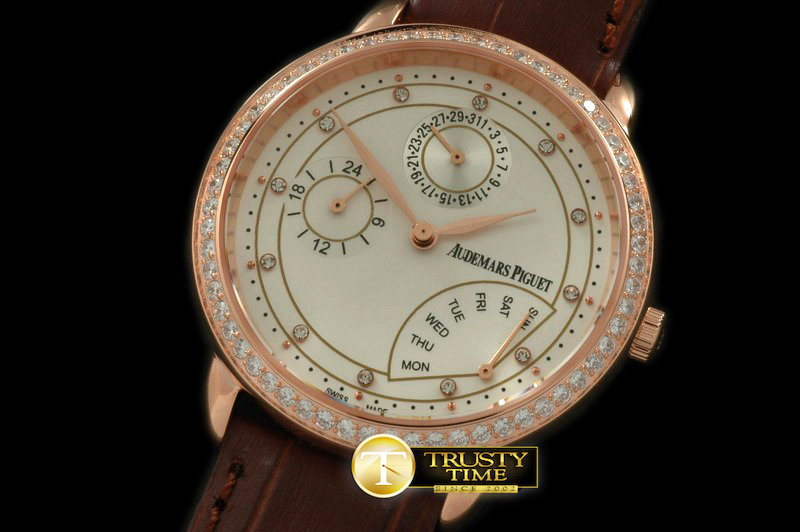 AP0138A – Classic Calender Complications RG/LE White Jap Quartz