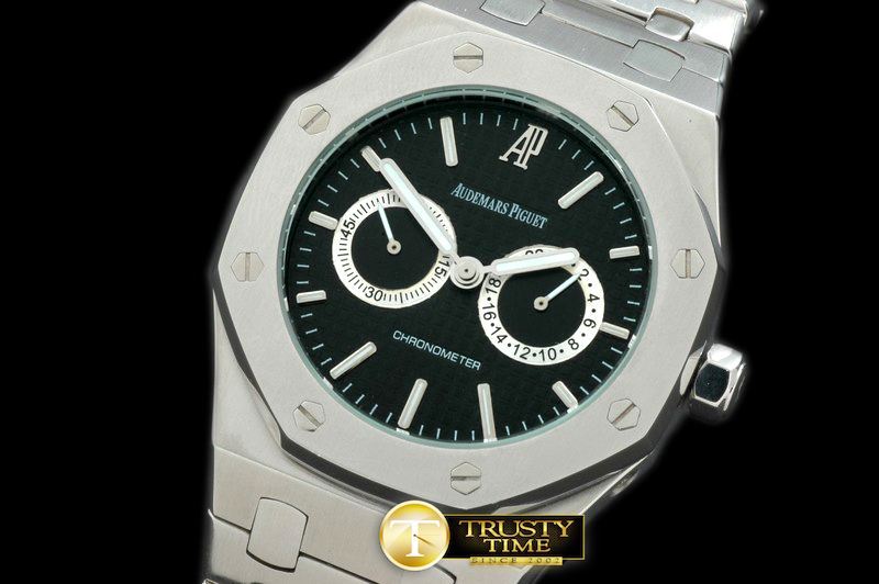 AP0145B – Royal Oak Calender SS/SS Black Jap Quartz