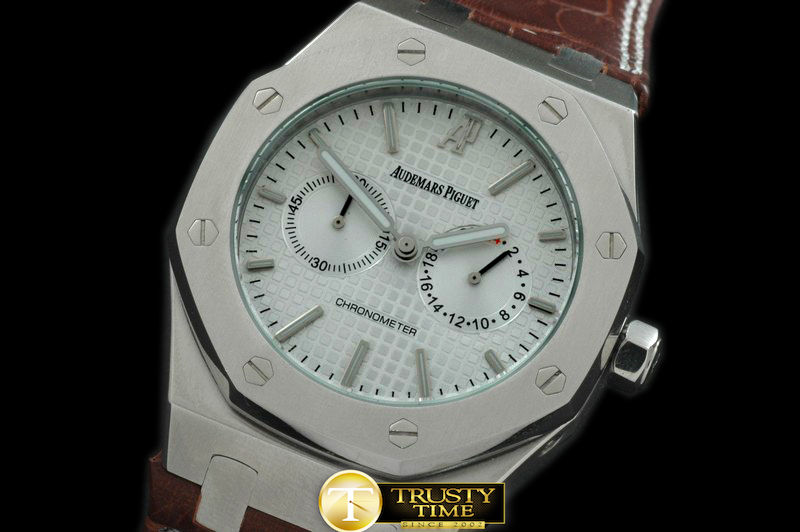 AP0146A – Royal Oak Calender SS/LE White Jap Quartz