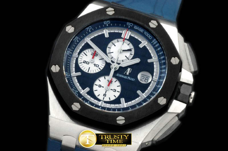 AP0241 – 2011 Royal Oak Chronograph SS/RU Blue A-7750 Sec@12
