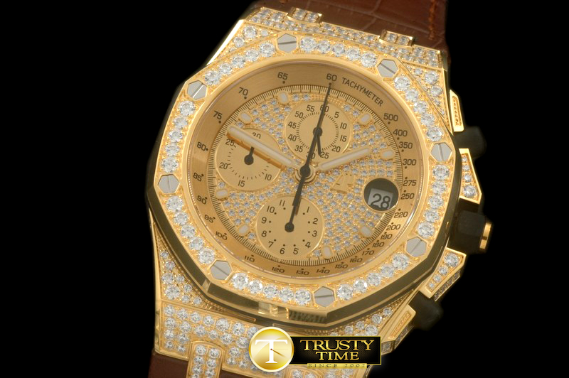 AP0283 – Royal Oak Chrono YG/LE Champagne Gold Bling A-7750
