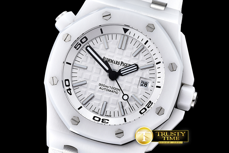 AP0378G – Royal Oak Diver CER/RU White/White JHF A2813 Mod3120