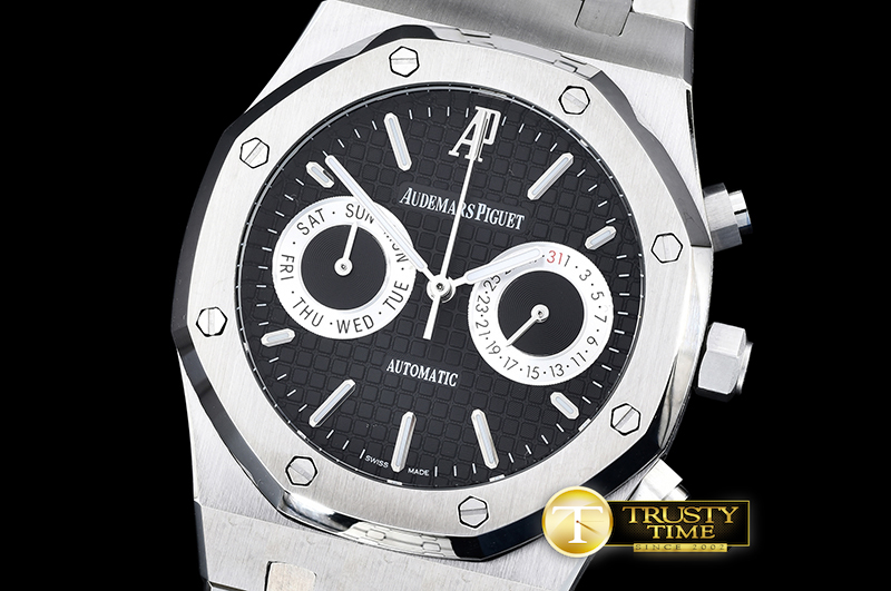 AP0380C – Royal Oak Calendar SS/SS Black VK Quartz