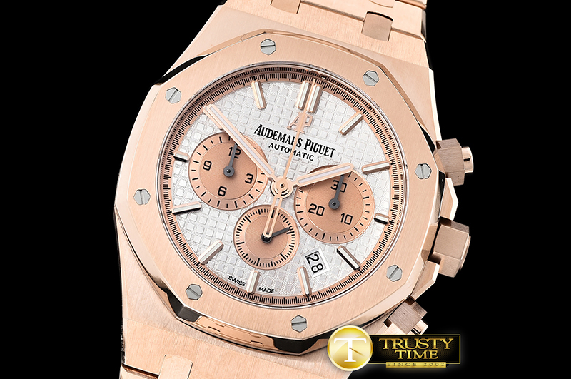 AP0569B – Royal Oak Chronograph 26331ST RG/RG White OMF A7750