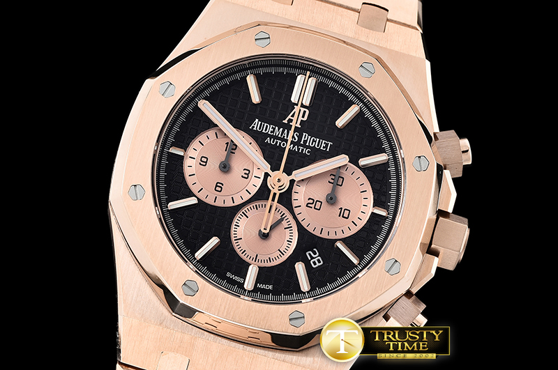 AP0569D – Royal Oak Chronograph 26331ST RG/RG Black OMF A7750
