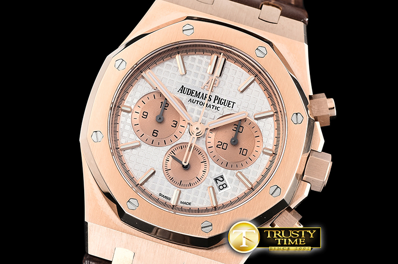 AP0585B – Royal Oak Chronograph 26331ST RG/LE Wht OMF A7750