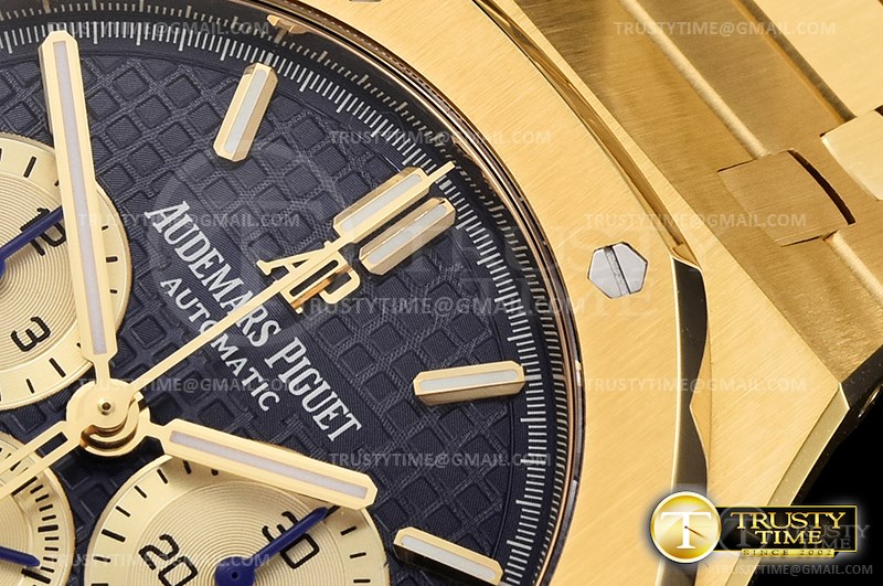 AP0605B – Royal Oak Chronograph 26331ST YG/YG Blue/Gld OMF A7750