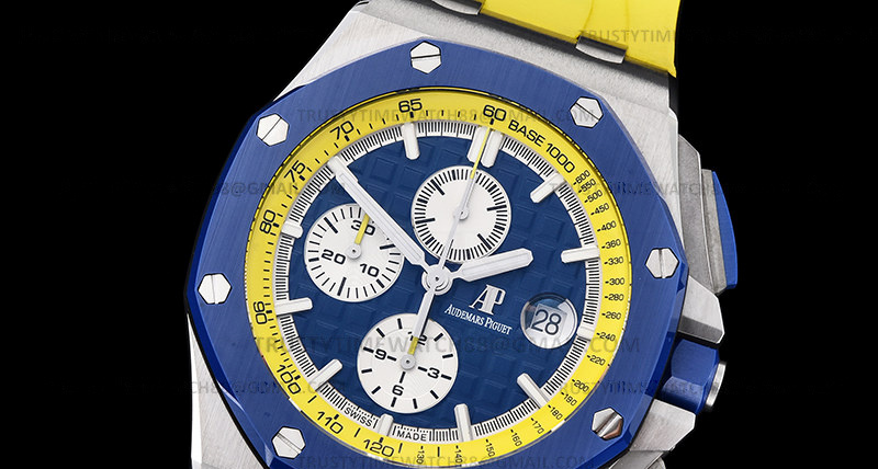 AP0756A – AP ROO Chronograph Yelw SS/RU Blue/Stk JJF A3126 Mod