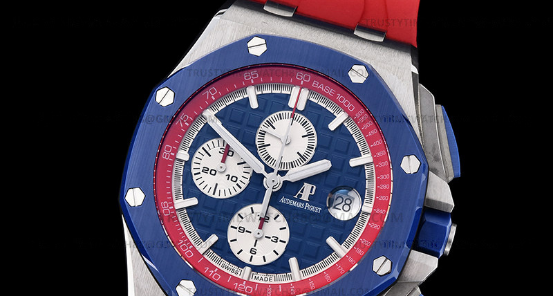 AP0756B – AP ROO Chronograph Red SS/RU Blue/Stk JJF A3126 Mod