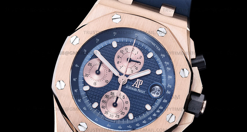 AP0796 – AP ROO Chronograph RG/RU Blue/Dot APF A4404 Mod