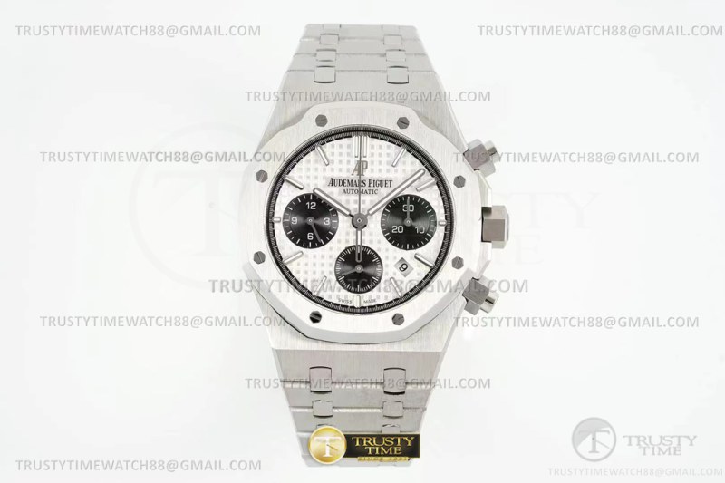 AP0835B – Royal Oak Chrono 26331 SS/SS Wht/Blk/Stk IPF A7750