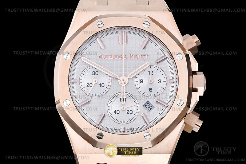 AP0883E – Royal Oak Chrono 26240OR RG/RG Wht/Stk BF A7750 Mod