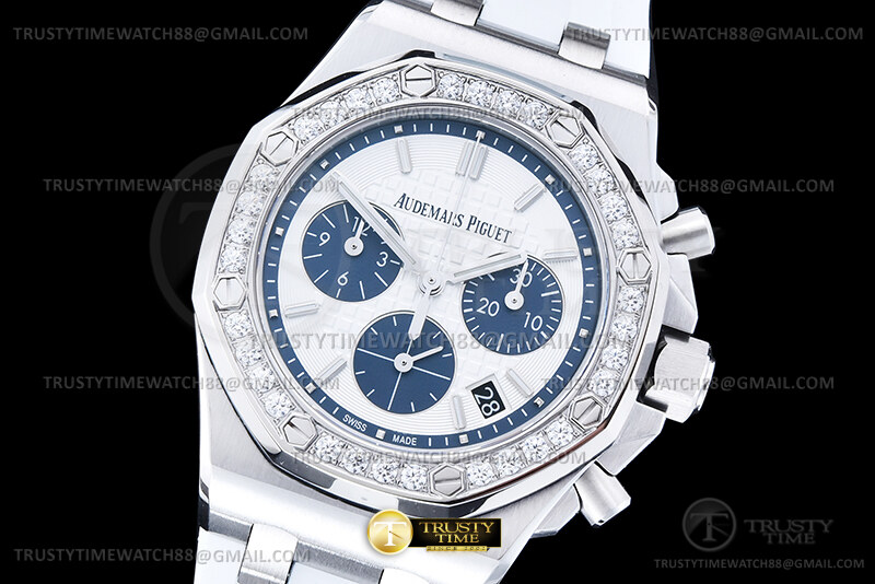 AP0947A – Royal Oak 26231 Diam SS/RU Wht/Blue/Stk APSF A2385