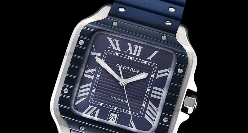 CAR0547C – Santos De Cartier Mens XL SS/RU Blue GF MY9015
