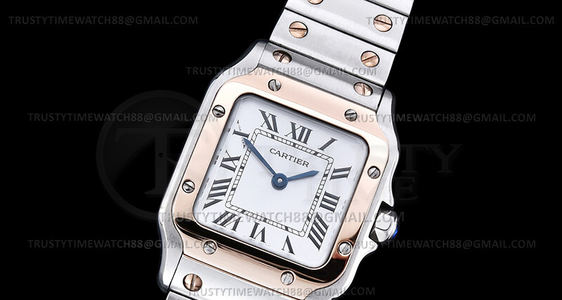CAR0643C – Santos Galbee SM RG/SS Wht/Rmn BLF Swiss Qtz