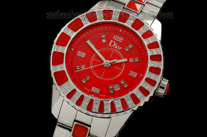 CD011B – Christal Automatique SS/SS Red Diam Jap Qtz c/w Box