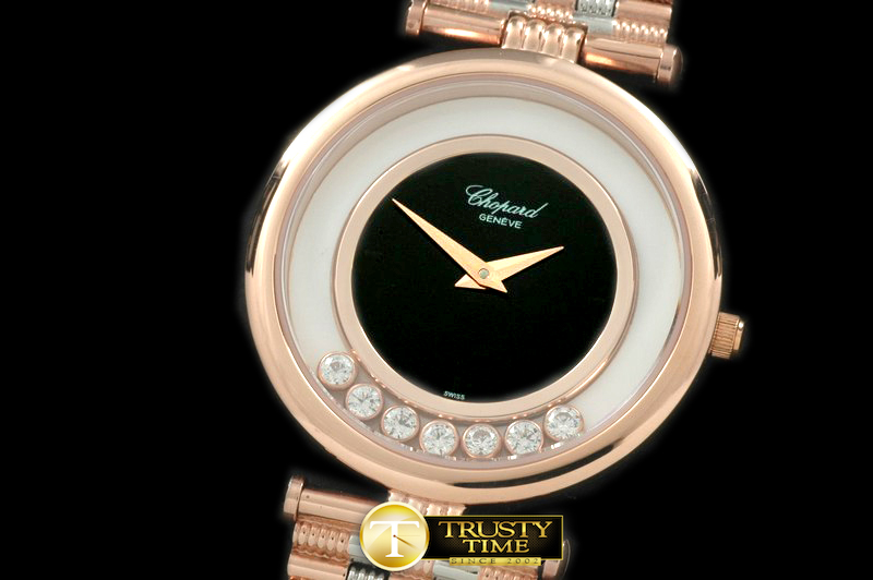 CH093A – Happy Sports Diamonds Ladies RG Black/White Swiss Qtz