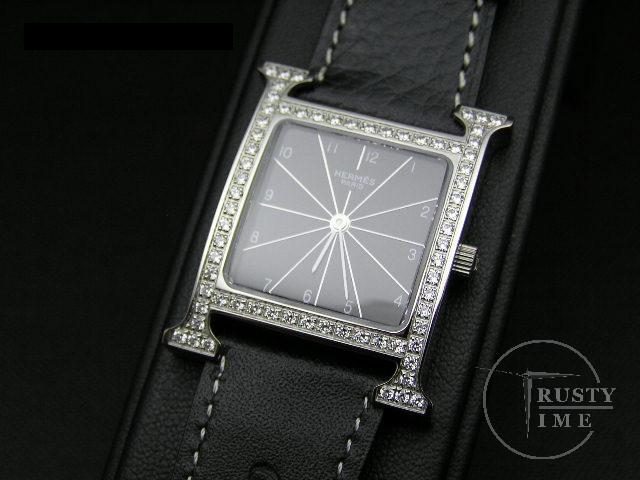 H003 – Hermes H-OUR Medium Diamonds Black – Swiss Quartz