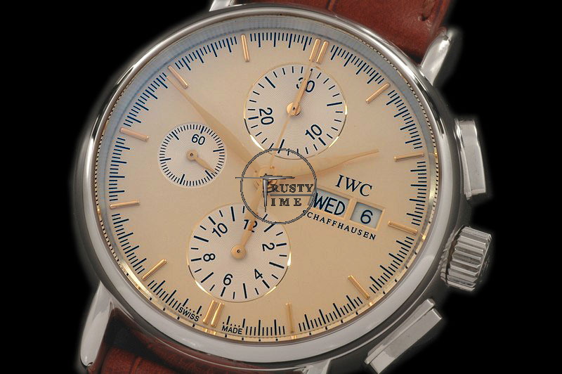 IWC0037D – Portofino Chrono SS Cream w/Gold – Asia 7750 (28,800)