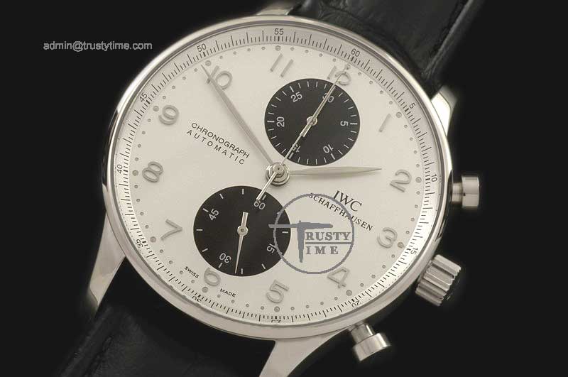 IWC0049B – Portuguese Chrono SS/LE Wht/Blk A-7750 New Improved