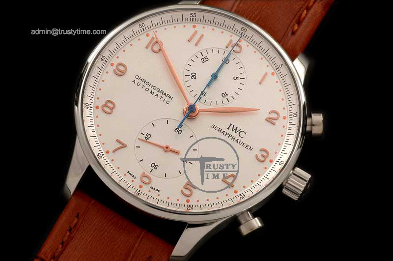 IWC0049C – Portuguese Chrono SS/LE Wht/Gold A-7750 New Improved