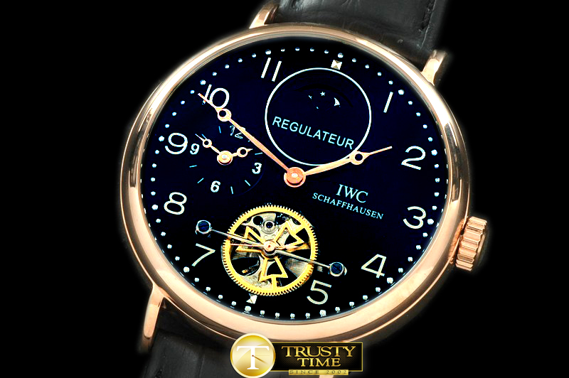 IWC0115B – Portugese Duo time Tourbillon RG/LE Black Asia 21J