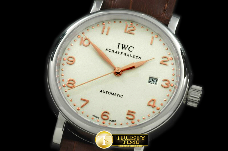 IWC0117A – Portifino Automatic SS/LE White/RG Num Asia 2824