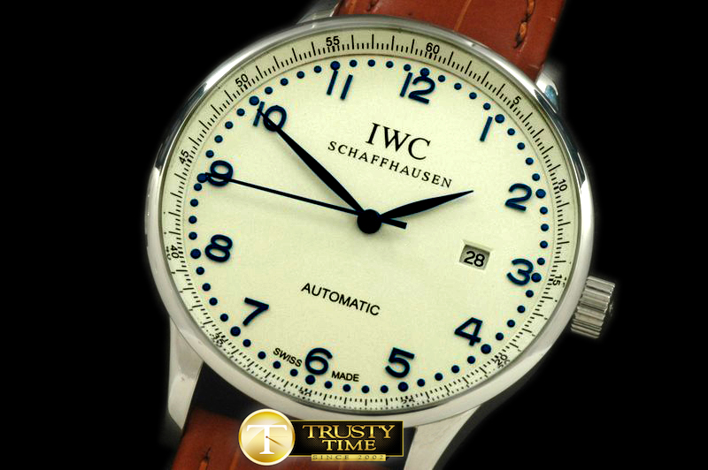 IWC0156D – Portugese Automatic SS/LE White/Blue Num Asian 2813