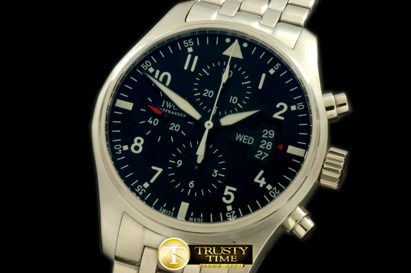IWC0165 – 377704 Pilot Chrono SS/SS Black A-7750