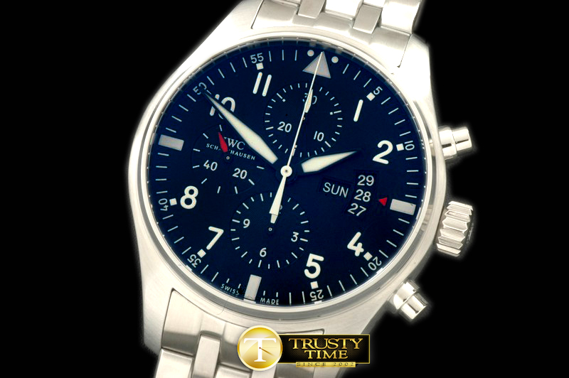 IWC0246 – Pilot Chrono SS/SS Black 7750