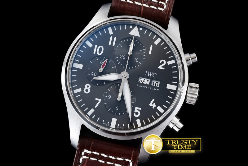 IWC0298 – 3777 Pilot Chrono SS/LE Gray 7750