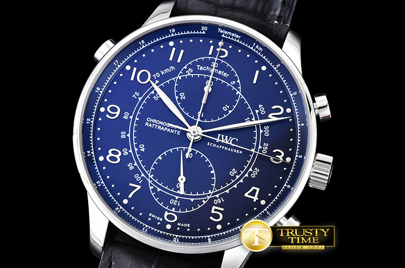 IWC0333 – Portuguese Chronograph Rattrapante SS/LE Blue A7750