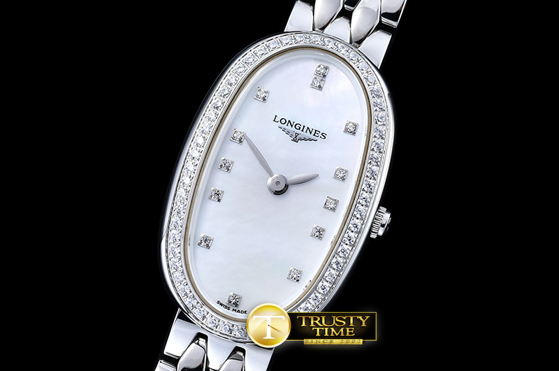 LON013A – Elegance Ladies Diams SS/SS Wht MOP TWF Swiss Qtz