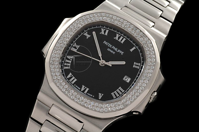 PP0045A – Nautilis Jumbo SS Diam Bez Black Roman – ETA 2824