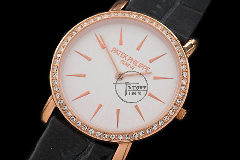 PP0046 – Patek Calatrava Ultra Thin Diams – White – Swiss Quartz