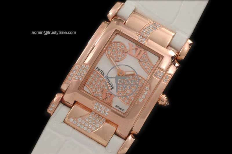 PP0062A – Ladies 4910/49G Twenty-4 RG/LE White MOP Swiss Qtz