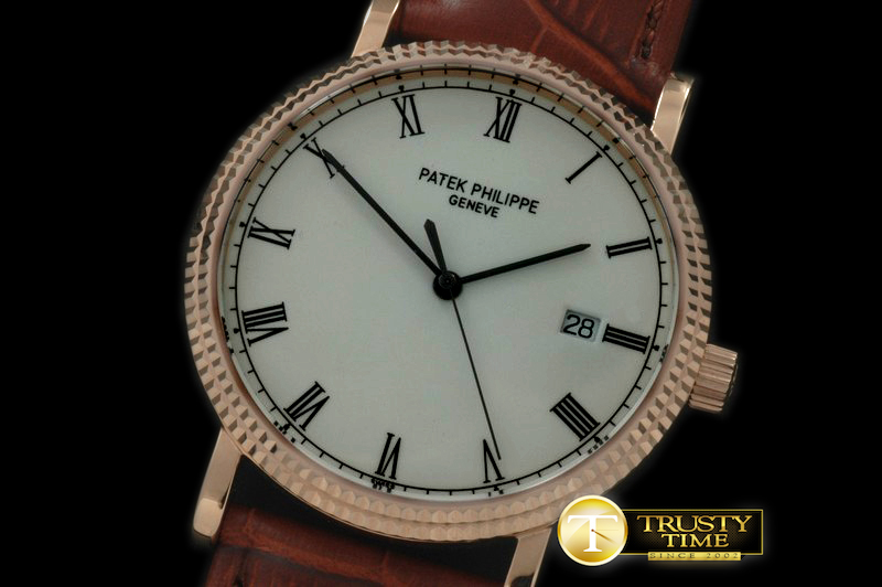 PP0136A – Calatrava Automatic RG/LE White Asian 2824