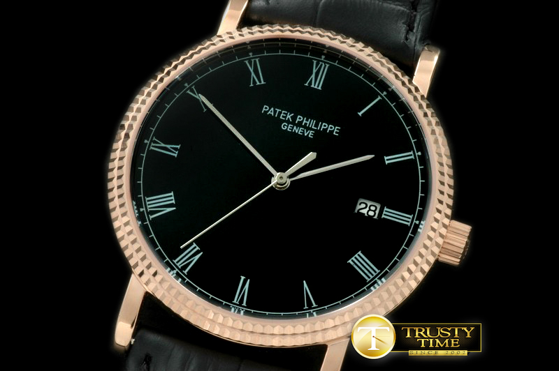 PP0136B – Calatrava Automatic RG/LE Black Asian 2824