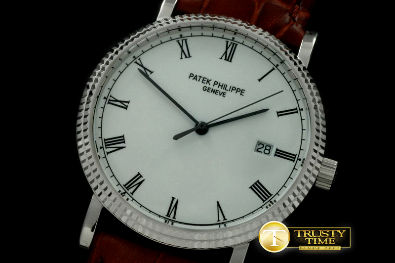PP0137A – Calatrava Automatic SS/LE White Asian 2824