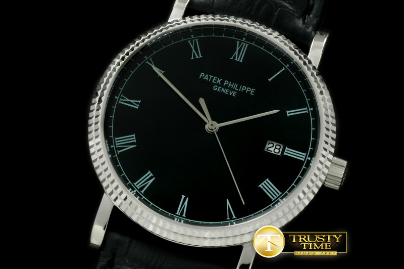 PP0137B – Calatrava Automatic SS/LE Black Asian 2824