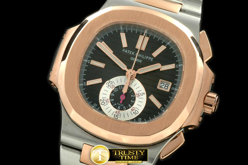 PP0139B – 5980 Nautilis Chrono SS/RG Black A-7750