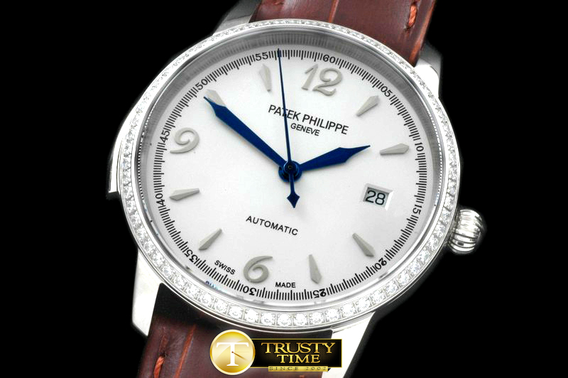 PP0152C – Calatrava Automatic SS/LE White Num Asian 2824