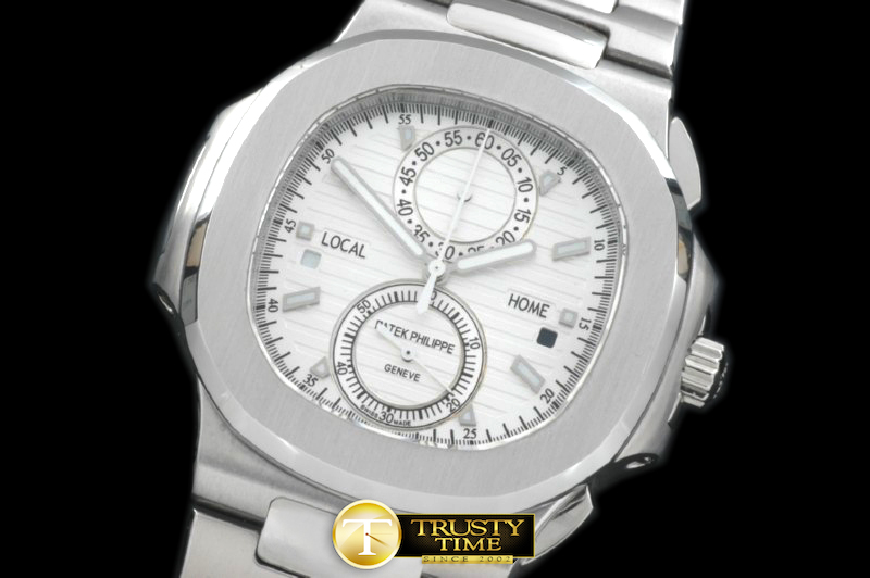 PP0165A – 5990 Nautilis Chrono SS/SS White Jap Qtz