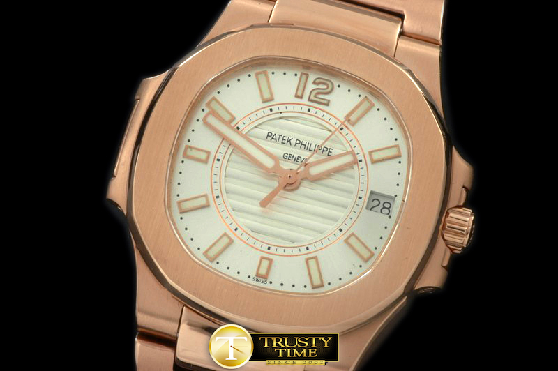 PP0178A – Nautilus 7010 Midsize 32mm Full RG White – Swiss Qtz