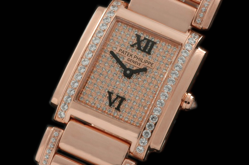 PP038A – Ladies 24 Hours RG Full Diamonds Dial/Bracelet Swiss Qt