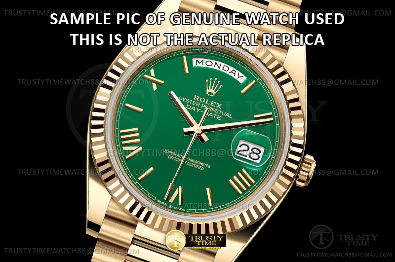 RDD0406D – DayDate 40mm Flt Wt YG/YG Grn/Rm/Stk QF V9 JH3255-FS