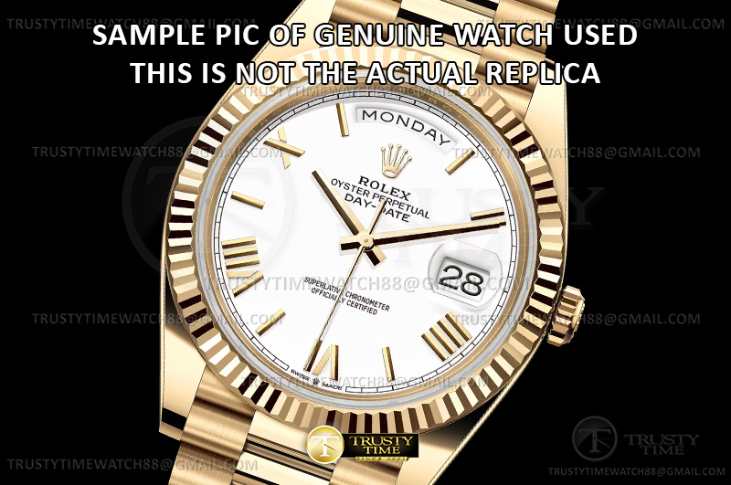 RDD0406H – DayDate 40mm Flt Wt YG/YG Wht/Rm/Stk QF V9 JH3255-FS