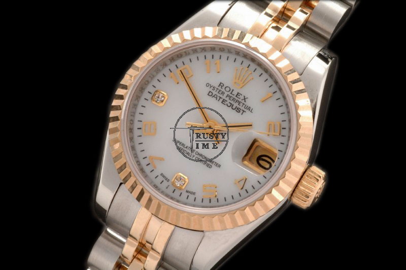RDJLD0210 – DJ Ladies TT White MOP Arabic/Diam – Swiss 2671-2